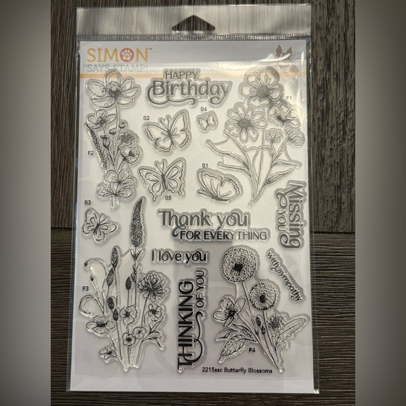 Clear Stamps - Butterfly Blossoms NEW Simon says stamp - Picture 1 of 1